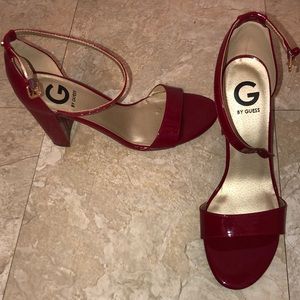 Cherry red high heel sandals